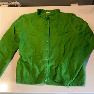 J cree Irish green sweater with diamond buttons